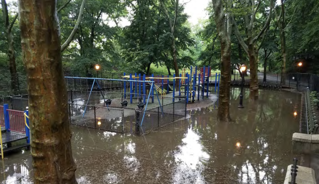 Extreme flooding at lower play area, via nyc.gov